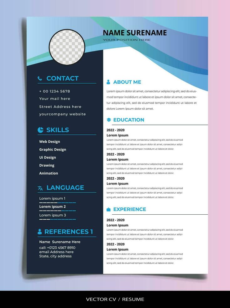 Professional Resume CV vector Template