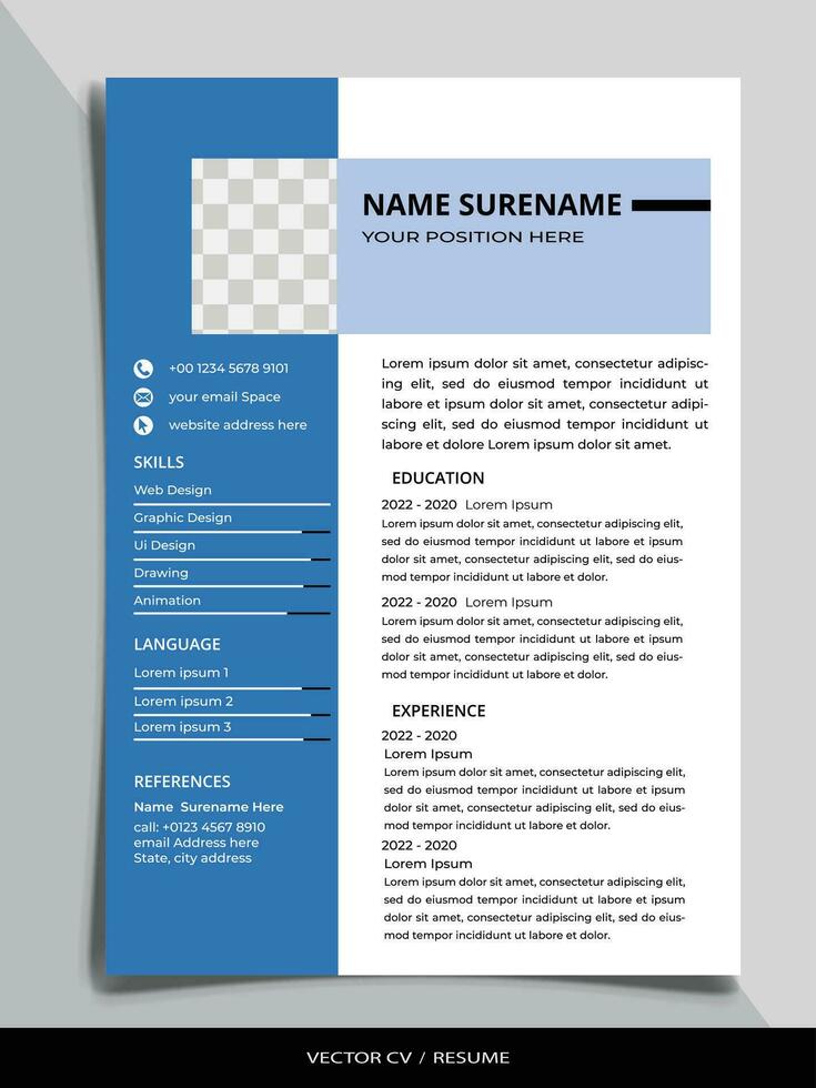 Professional Resume CV vector Template