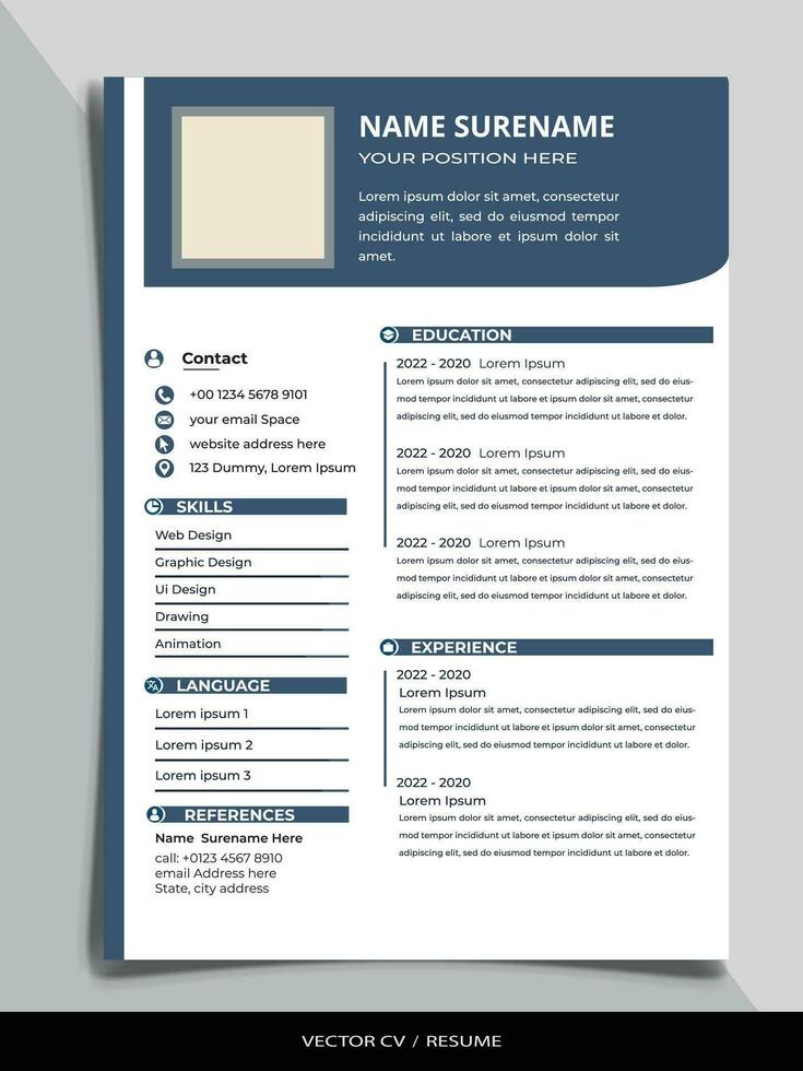 Professional Resume CV vector Template