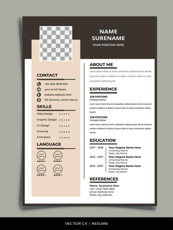 Professional Resume CV vector Template