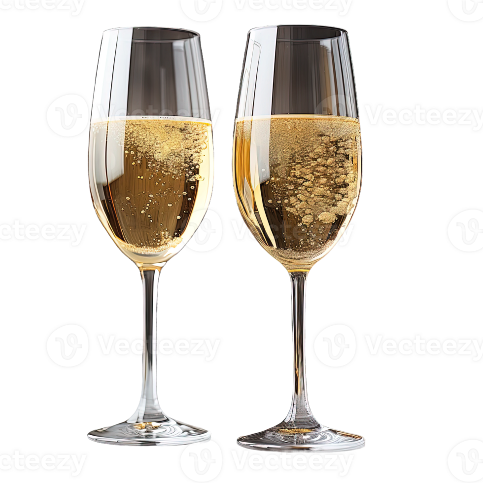 AI generated Sparkling wine glass clipart, champagne flute graphics, transparent background, elegant drink illustration, celebratory glassware, festive toast design png