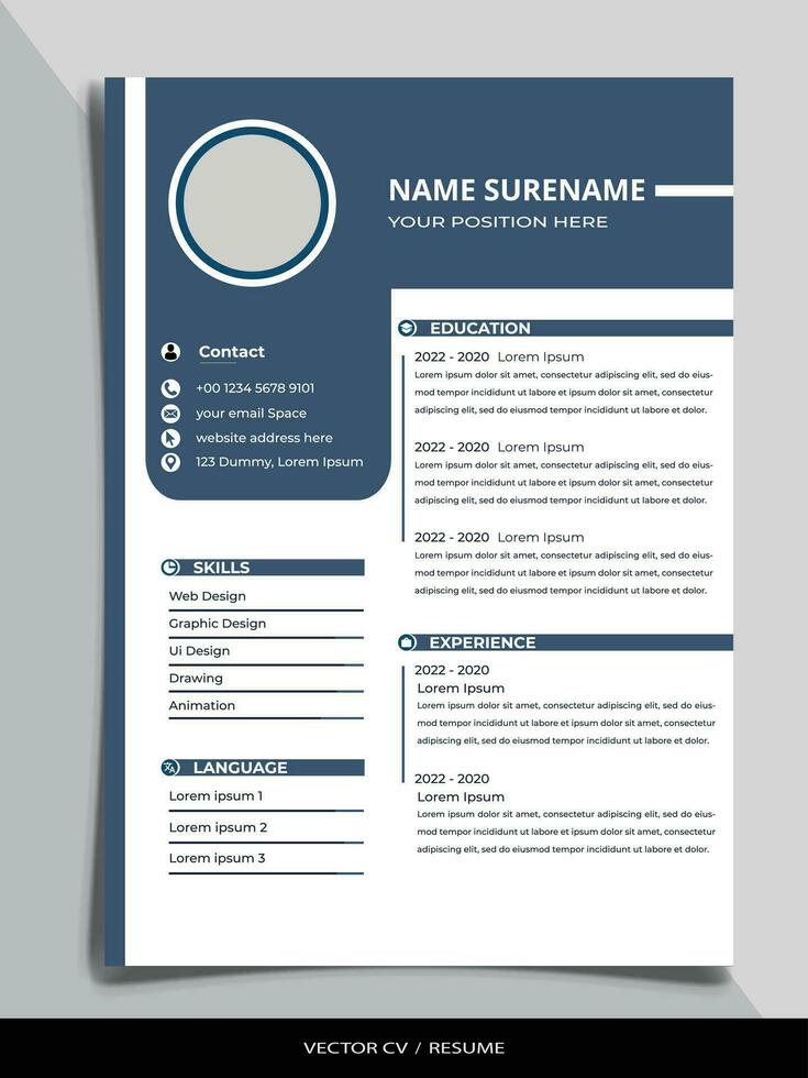 Professional Resume CV vector Template