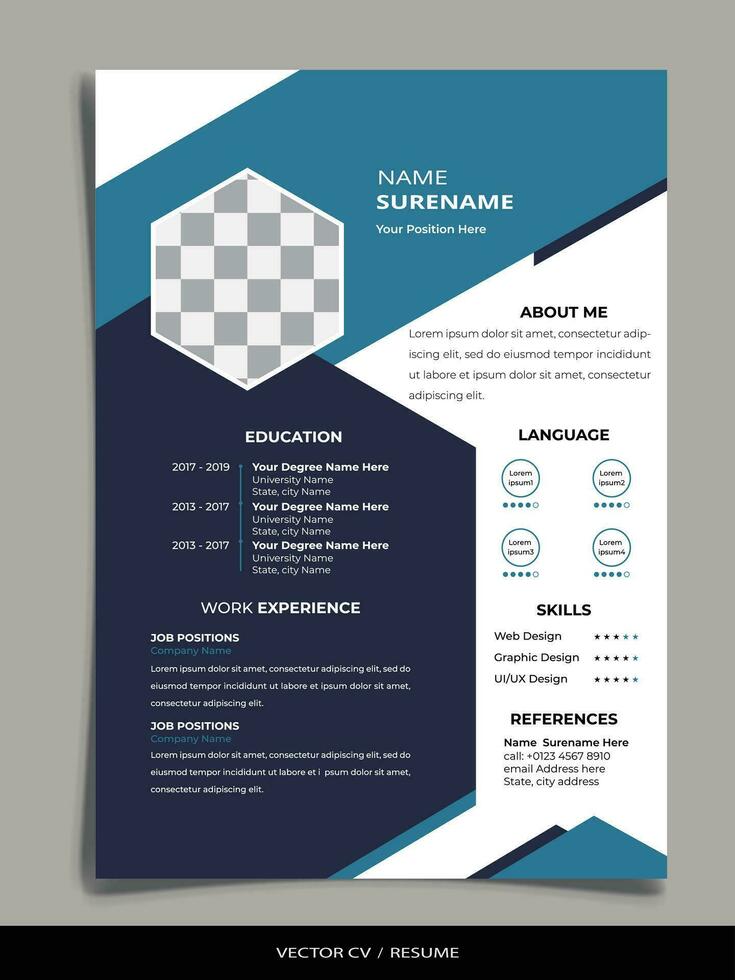 Professional Resume CV vector Template