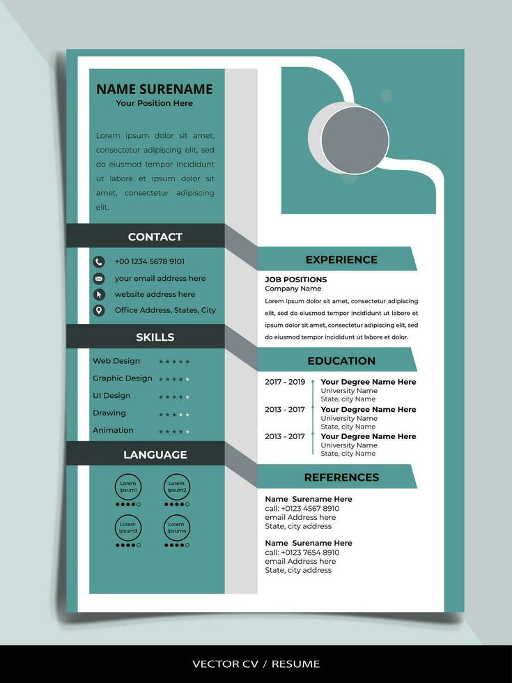 Professional Resume CV vector Template