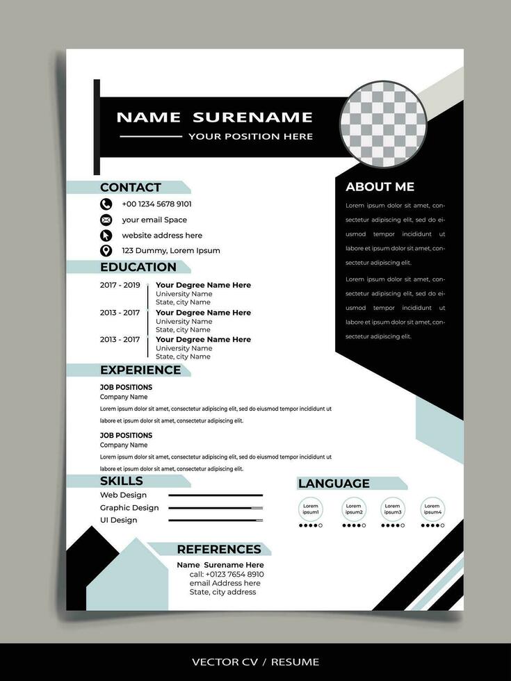 profesional currículum CV vector modelo