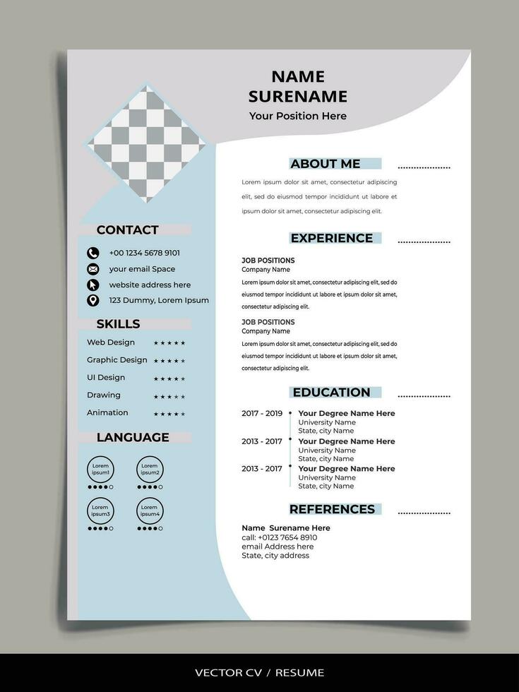 Professional Resume CV vector Template