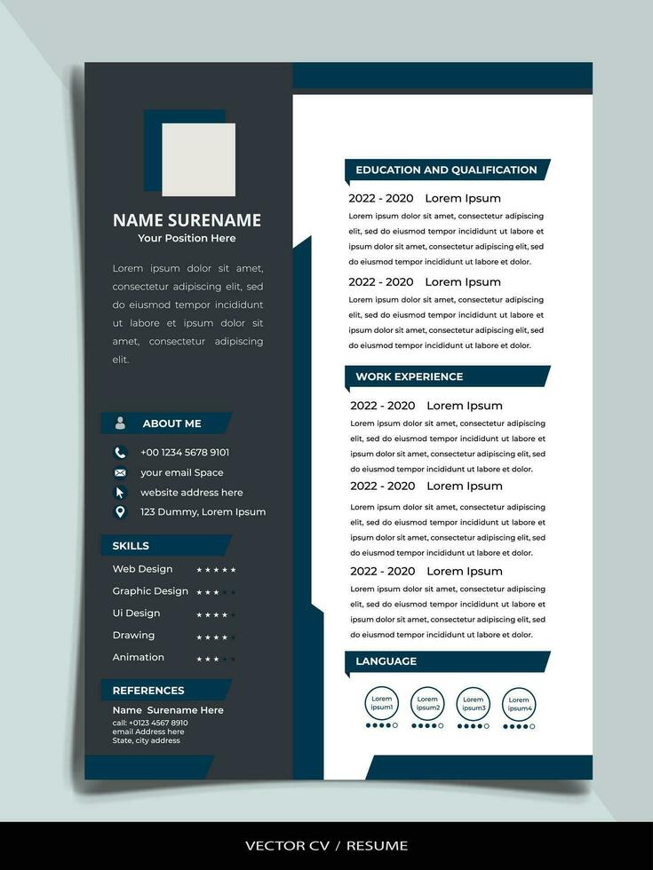 Professional Resume CV vector Template