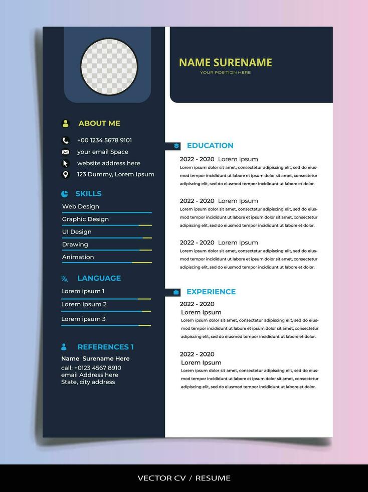 Professional Resume CV vector Template