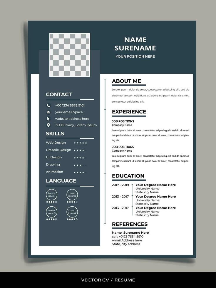 Professional Resume CV vector Template