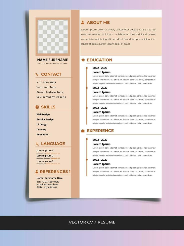 Professional Resume CV vector Template