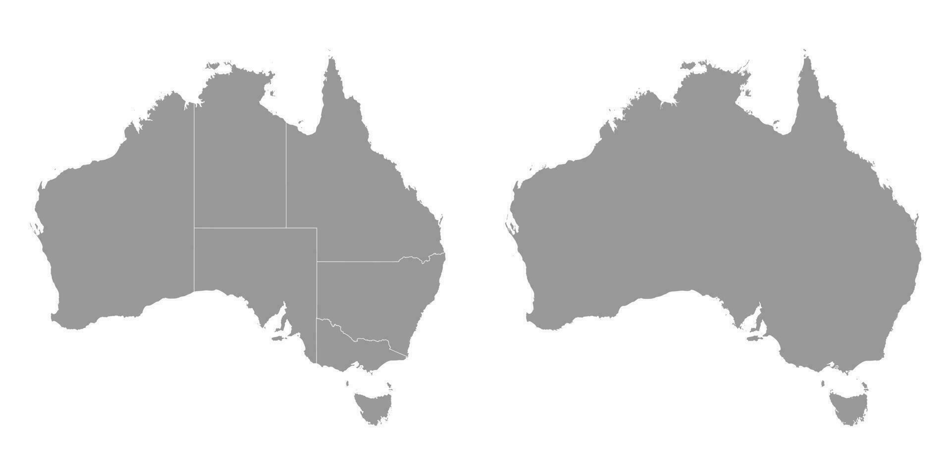 Australia gris mapa con estados vector ilustración.