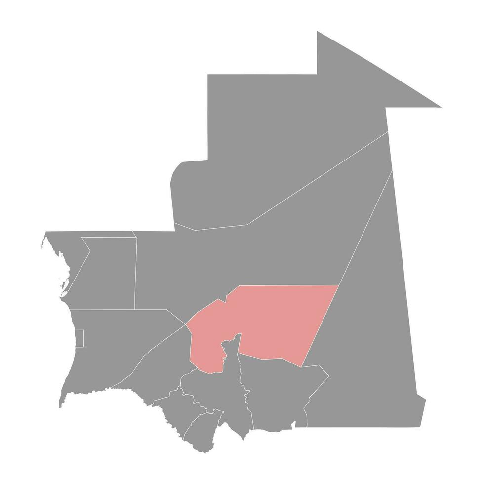 etiquetante región mapa, administrativo división de Mauritania. vector ilustración.