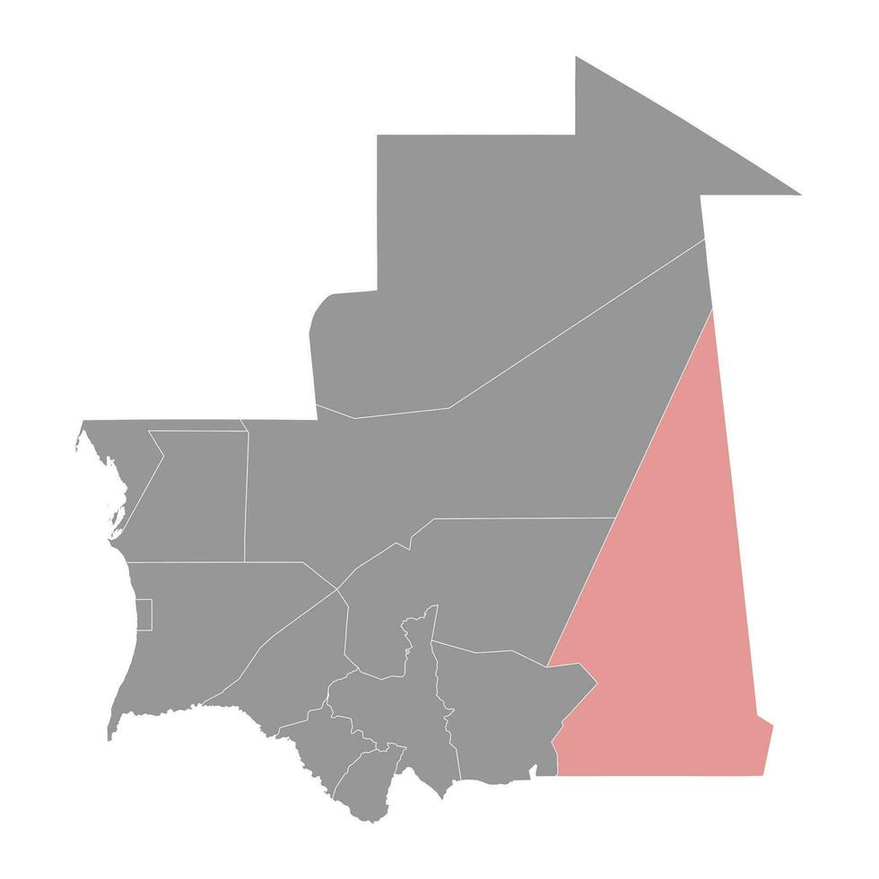 hodh ech chargui región mapa, administrativo división de Mauritania. vector ilustración.