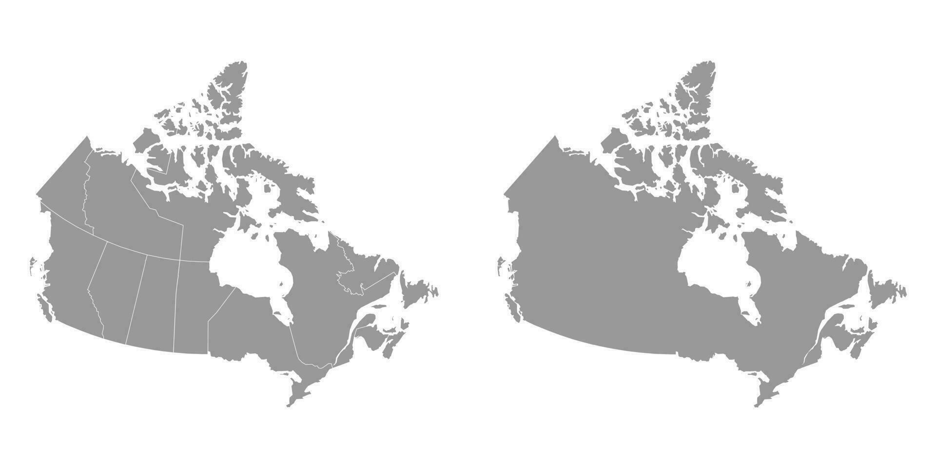 Canadá gris mapa con provincias vector ilustración.