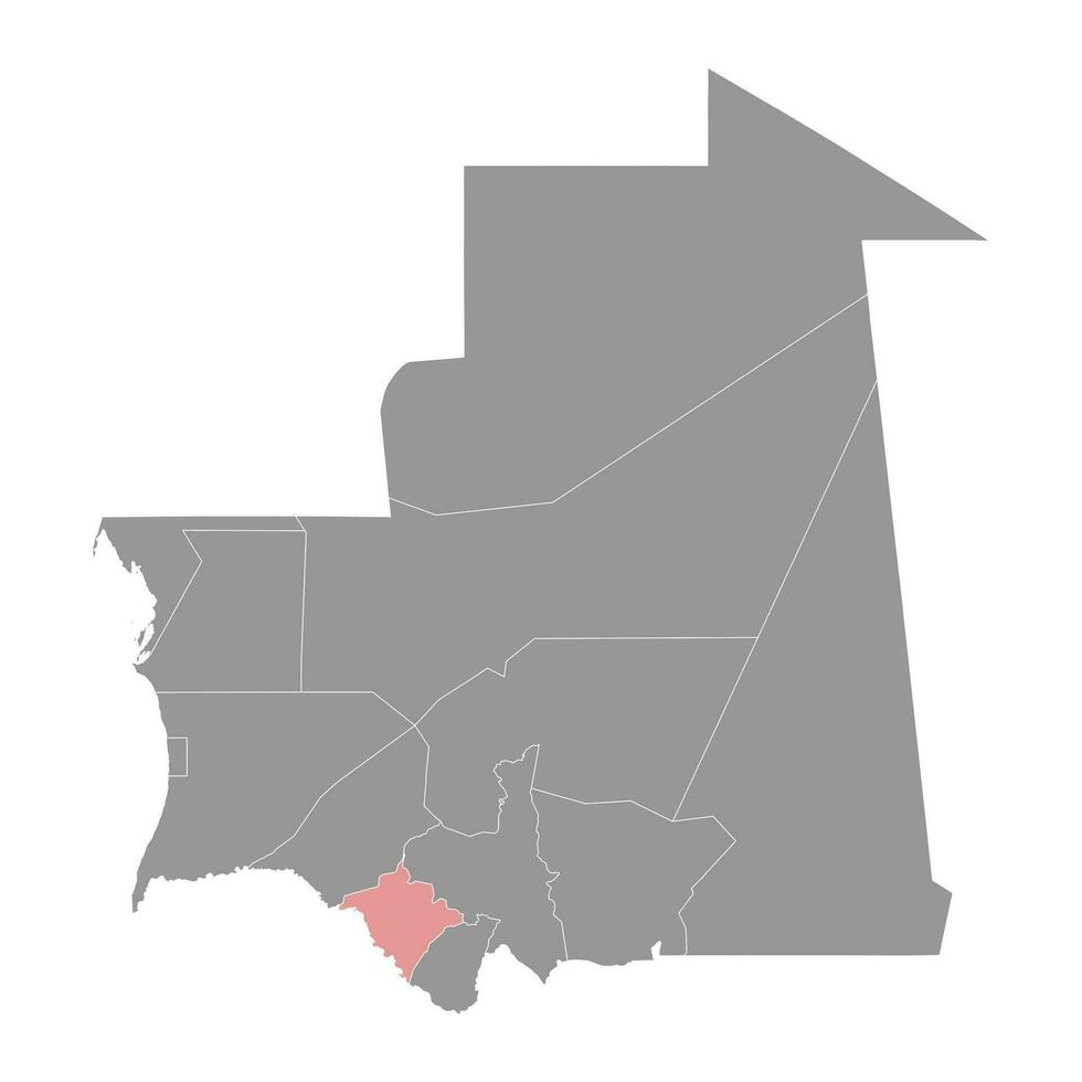 górgol región mapa, administrativo división de Mauritania. vector ilustración.