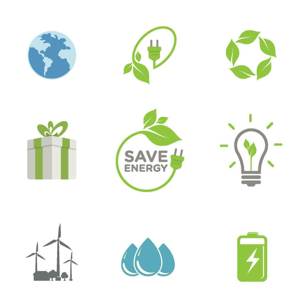 eco verde energía icono diseño ilustración vector