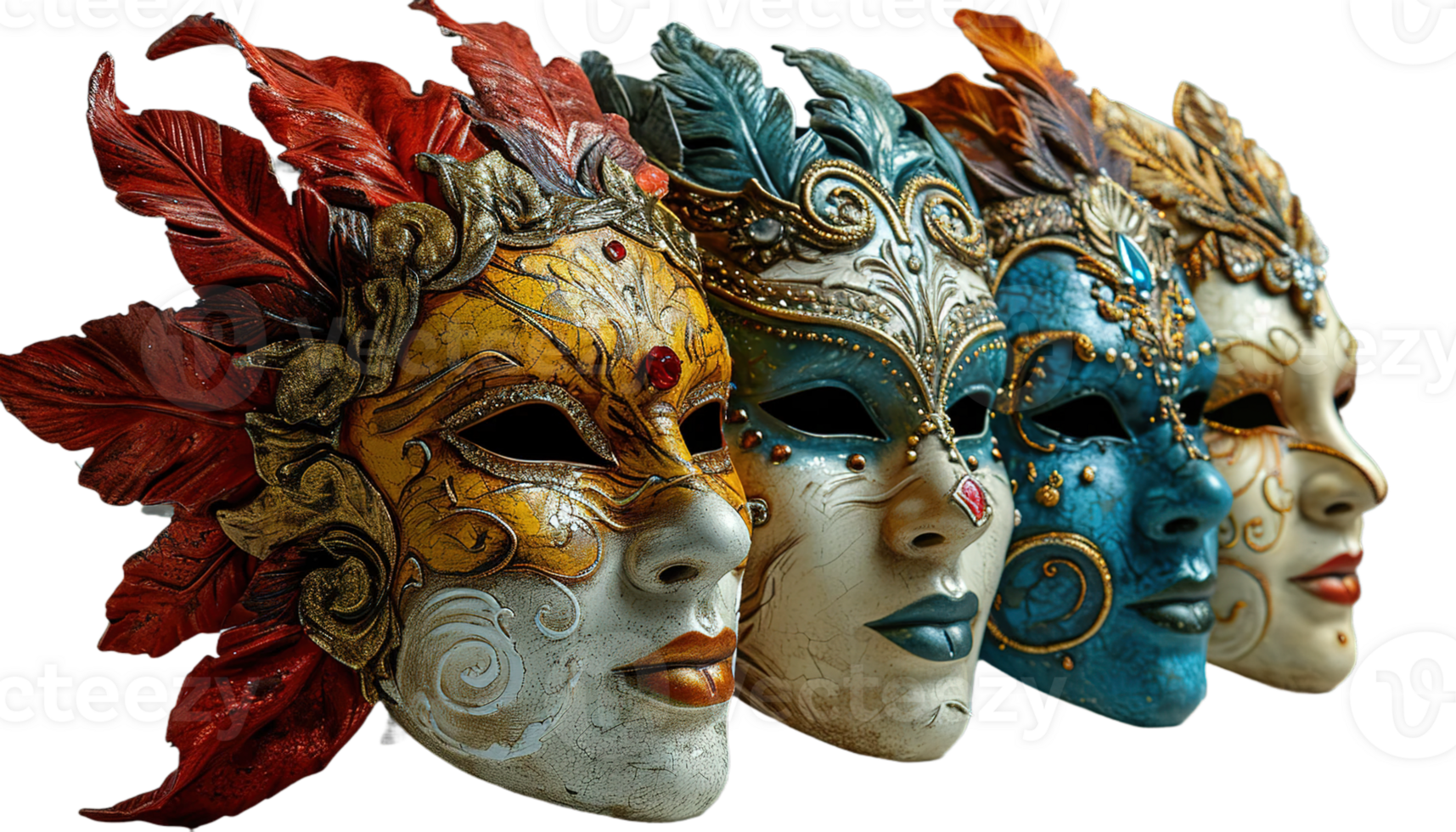 AI generated Carnival mask illustration, masquerade costume, Mardi Gras mask, decorative party accessory, celebration art, ornate Venetian mask, isolated transparent background png