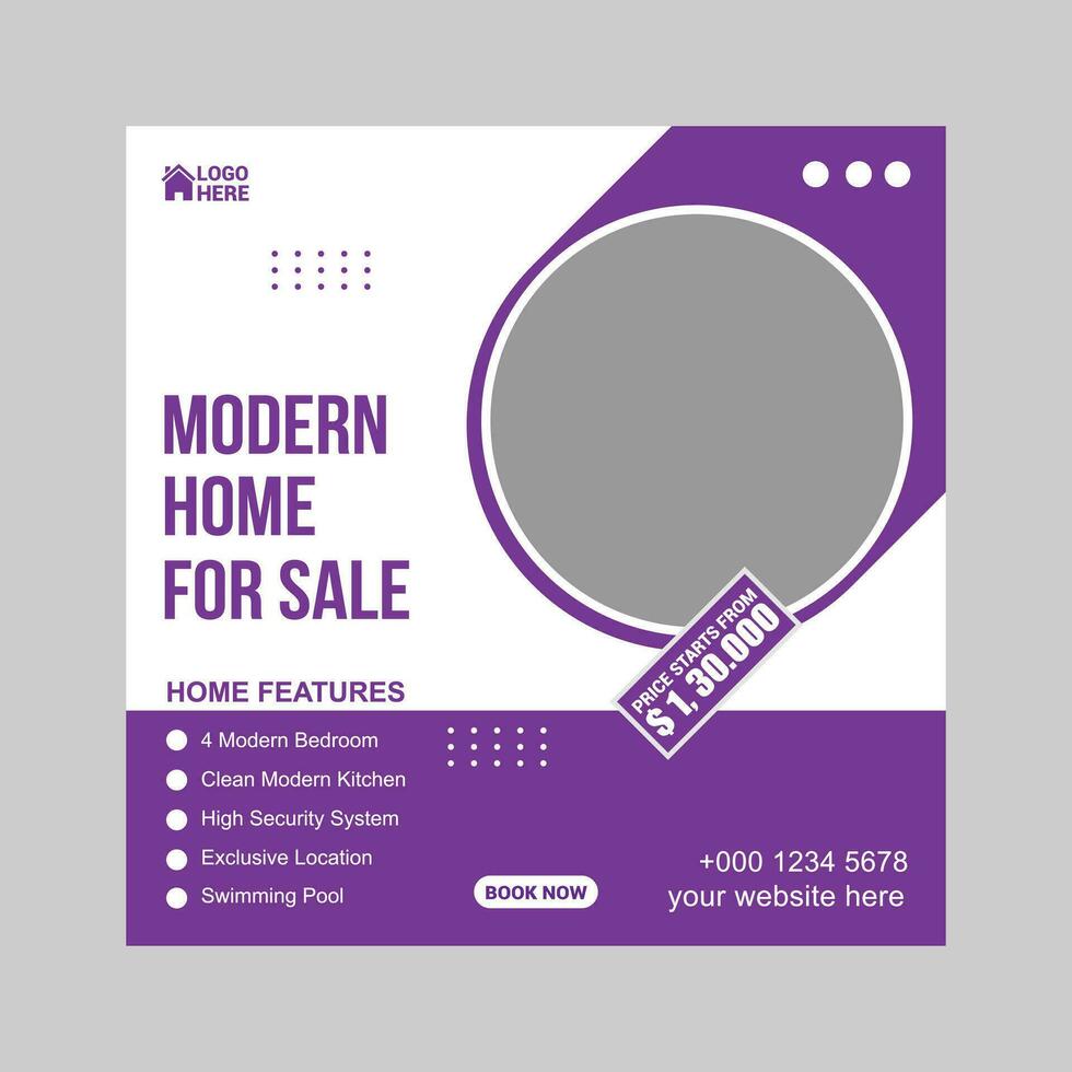 modern home sale social media post design vector