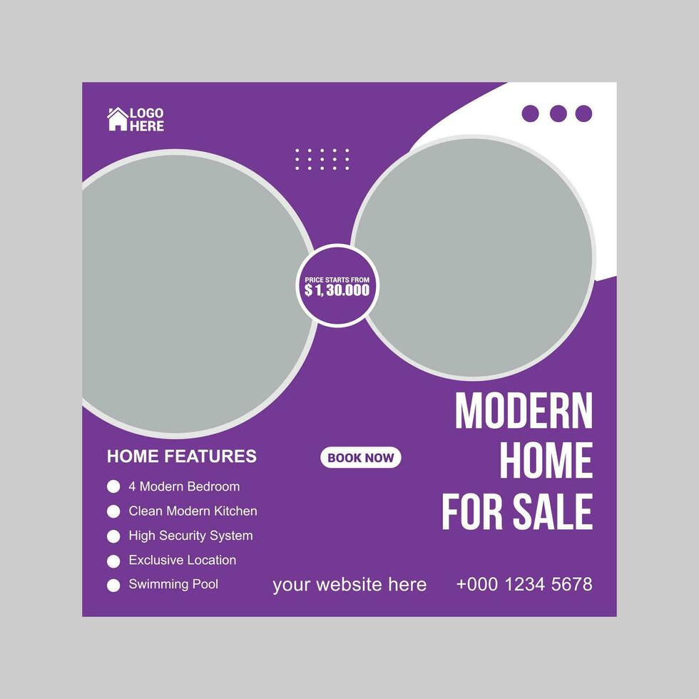 modern home sale social media post design vector