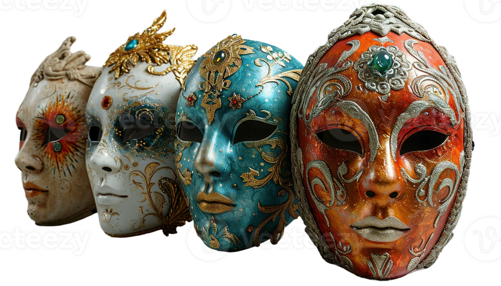 AI generated Carnival mask illustration, masquerade costume, Mardi Gras mask, decorative party accessory, celebration art, ornate Venetian mask, isolated transparent background png
