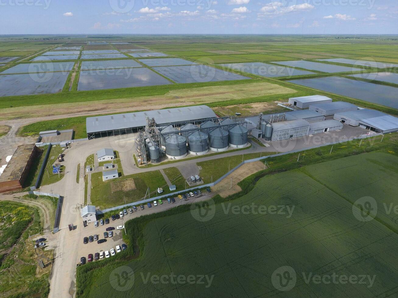 Plant for the drying and storage of grain. Top view. Grain terminal. photo