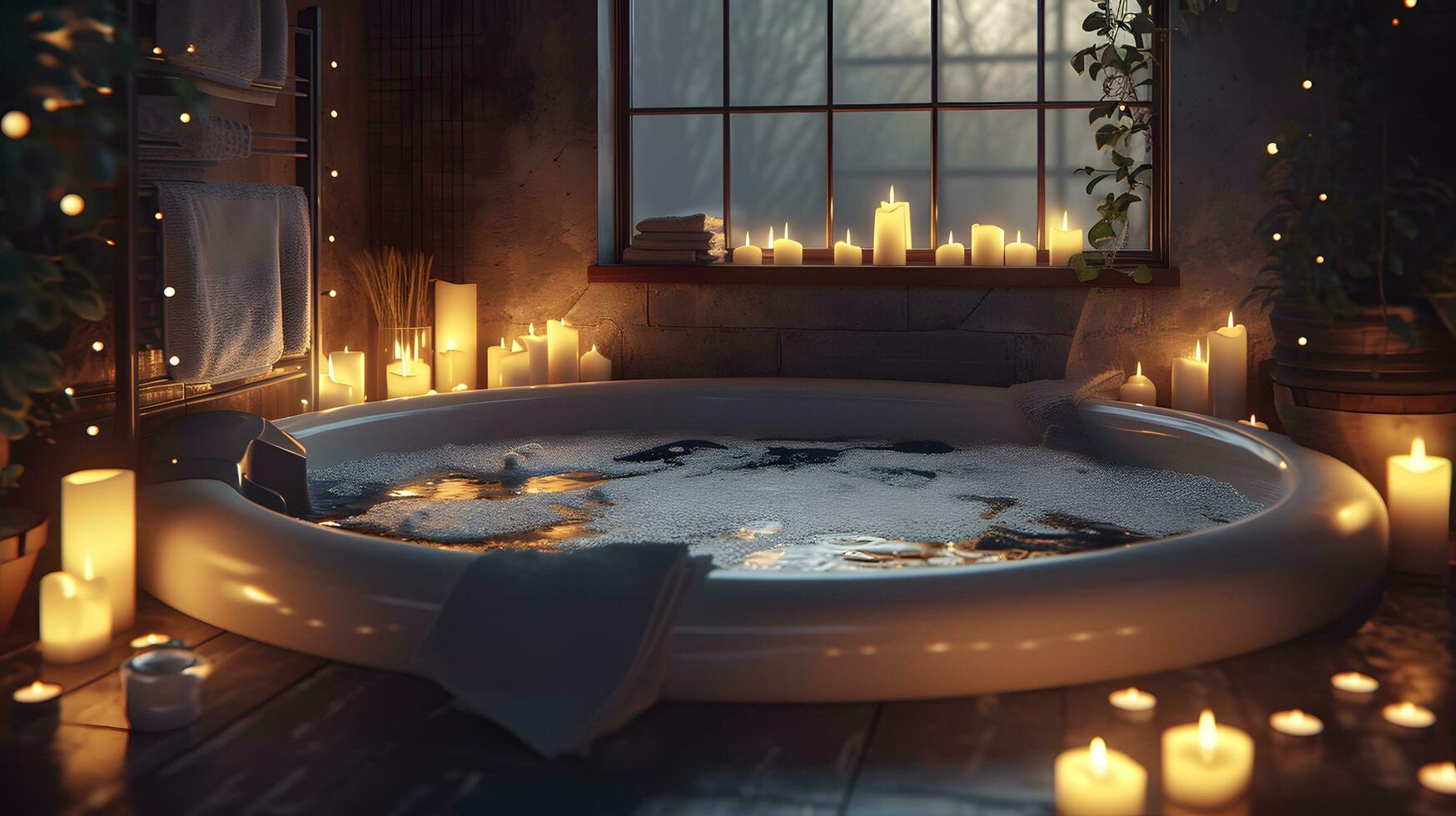 AI generated Intimate Evening Spa Retreat with Soft Lighting photo