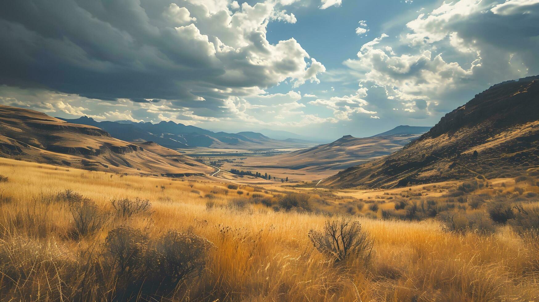 AI generated Sweeping Plains Under a Vast Sky in Late Summer photo