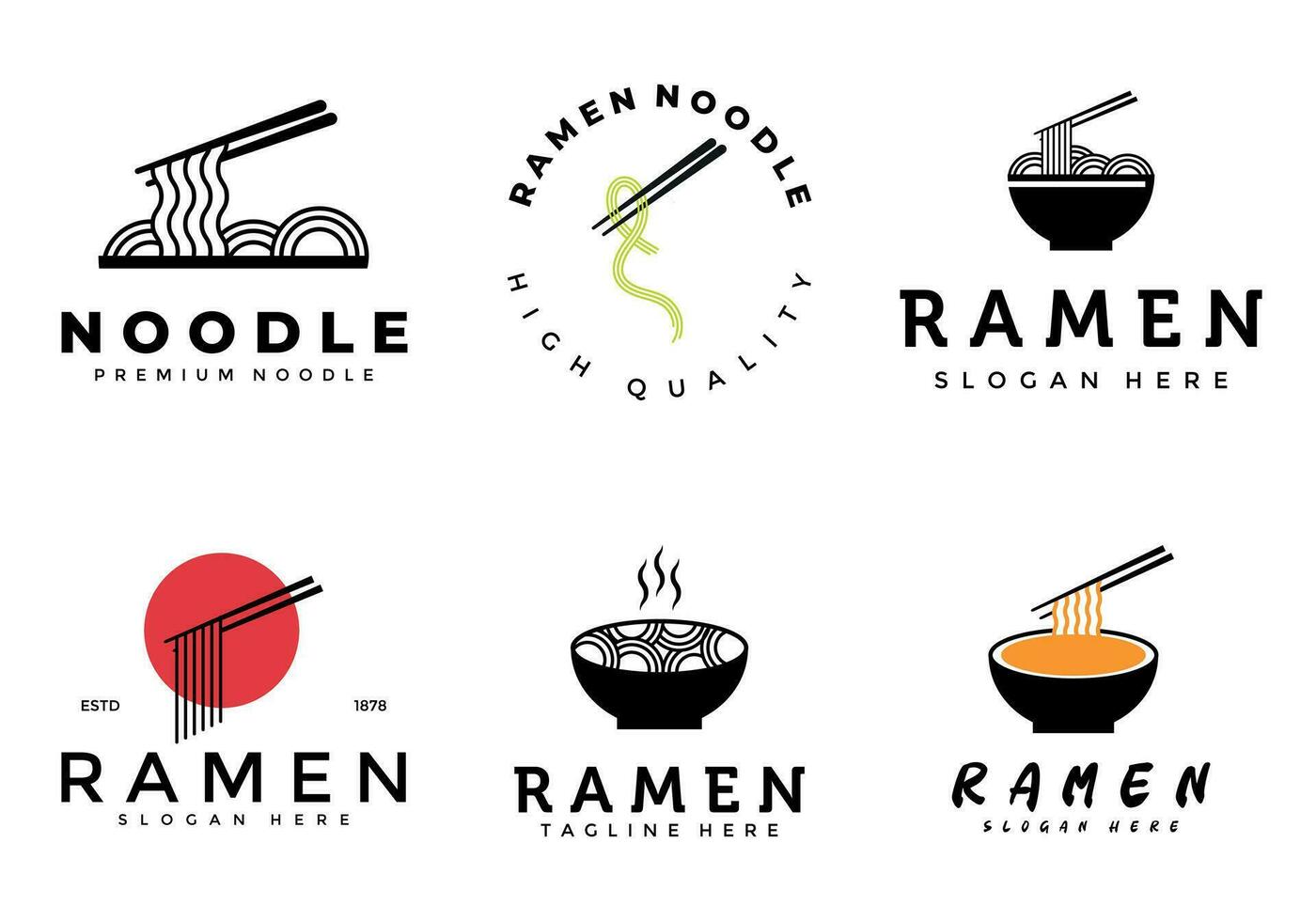 conjunto y colección ramen fideos logo Clásico vector ilustración diseño, creativo y sencillo