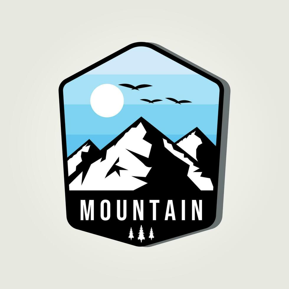 mountain logo emblem budge vector vintage illustration design