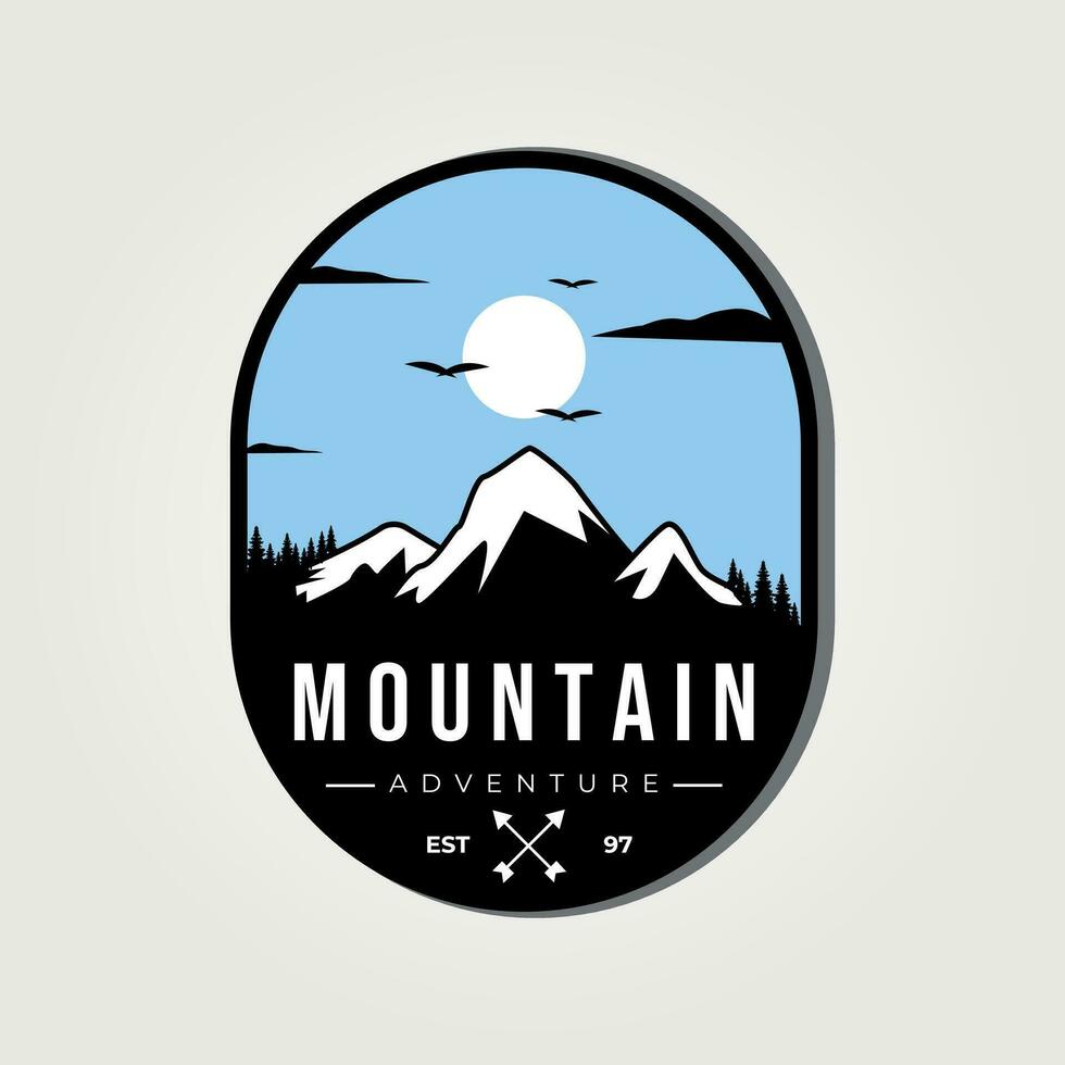 mountain logo budge vector vintage illustration design