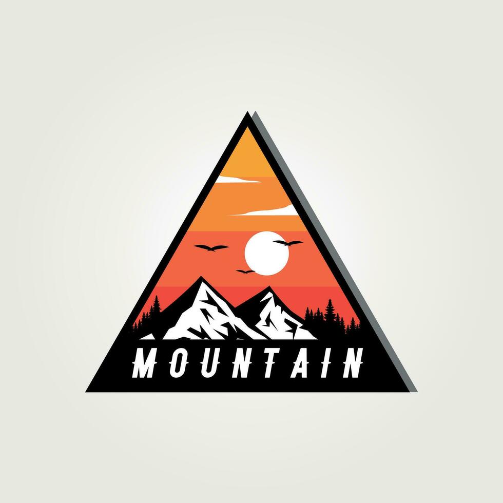 triangle mountain logo bundle vector vintage illustration design