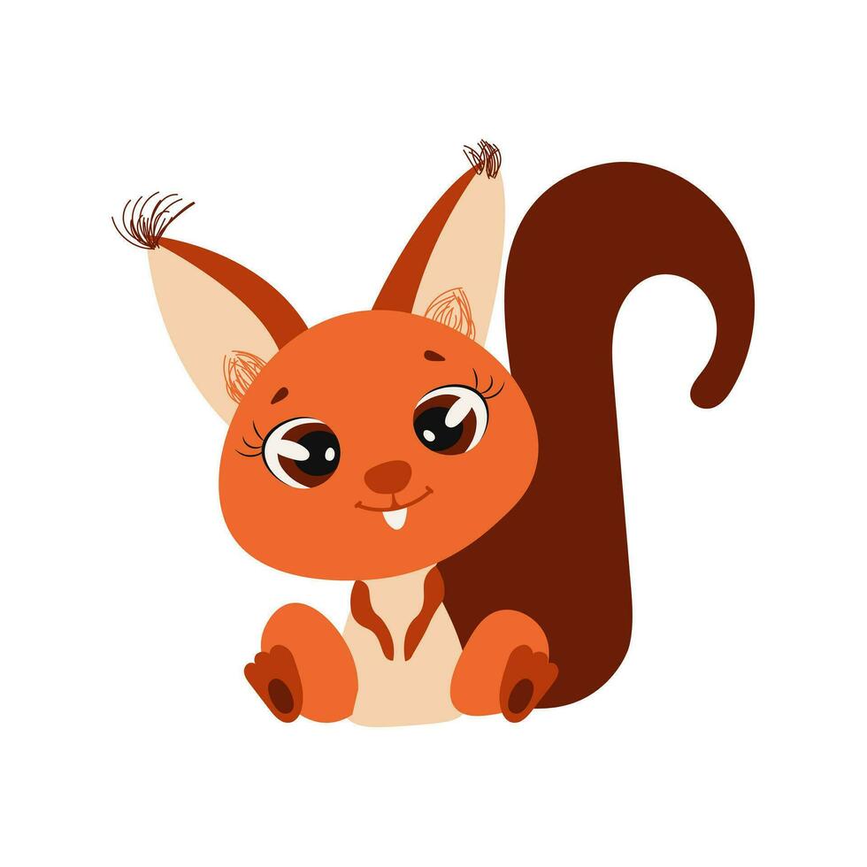 Cartoon squirrel on a white background. Vector illustration