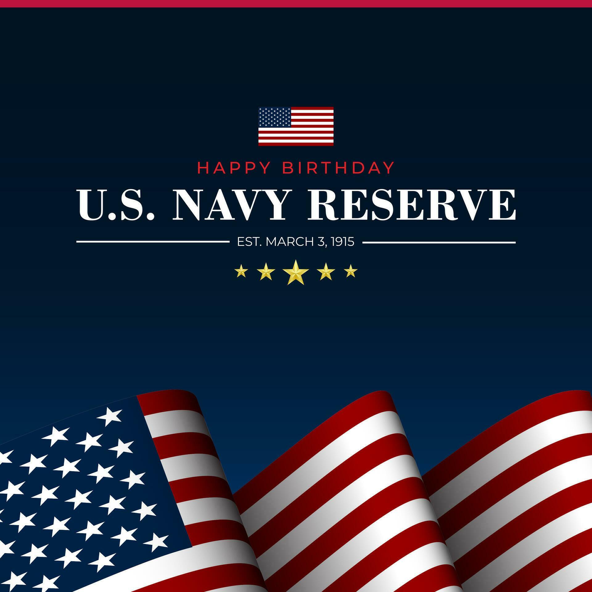 Happy Birthday US Navy Reserve March 03 Background Vector Illustration