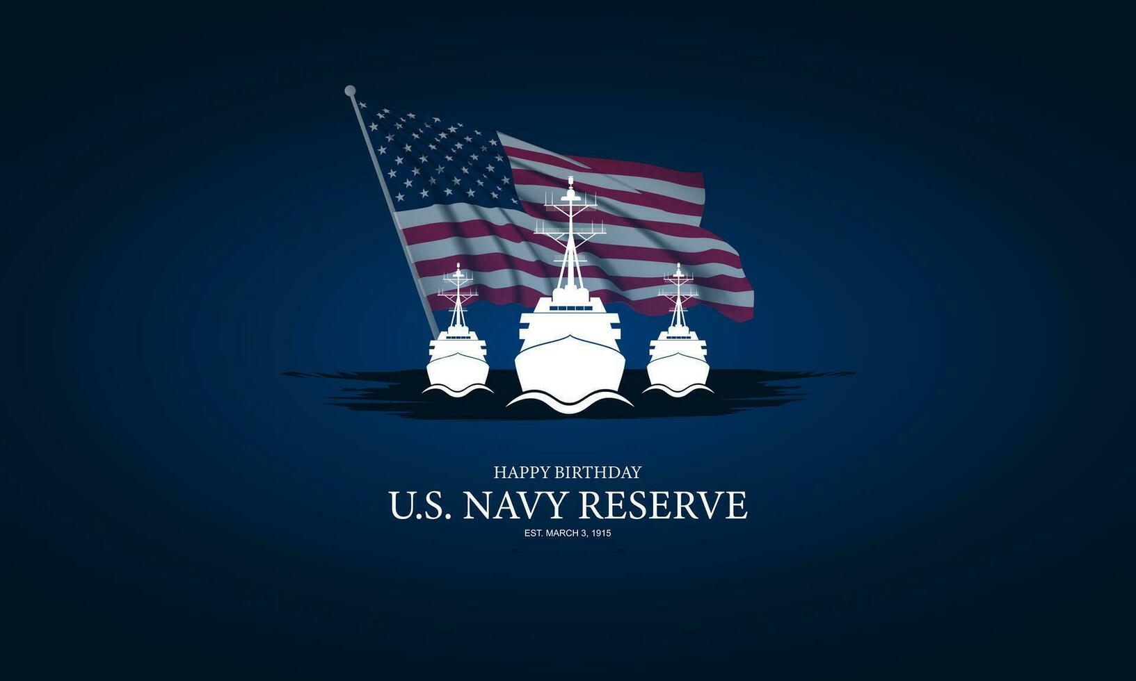 Happy Birthday US Navy Reserve March 03 Background Vector Illustration