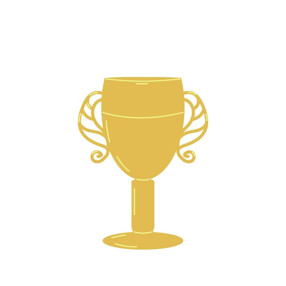 Gold Cup winner prize sports competitions games. Trophy cup of the champion. Vector illustration.