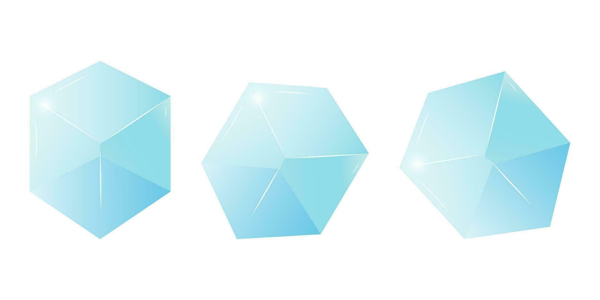 Transparent glass cube shapes in realistic style. vector