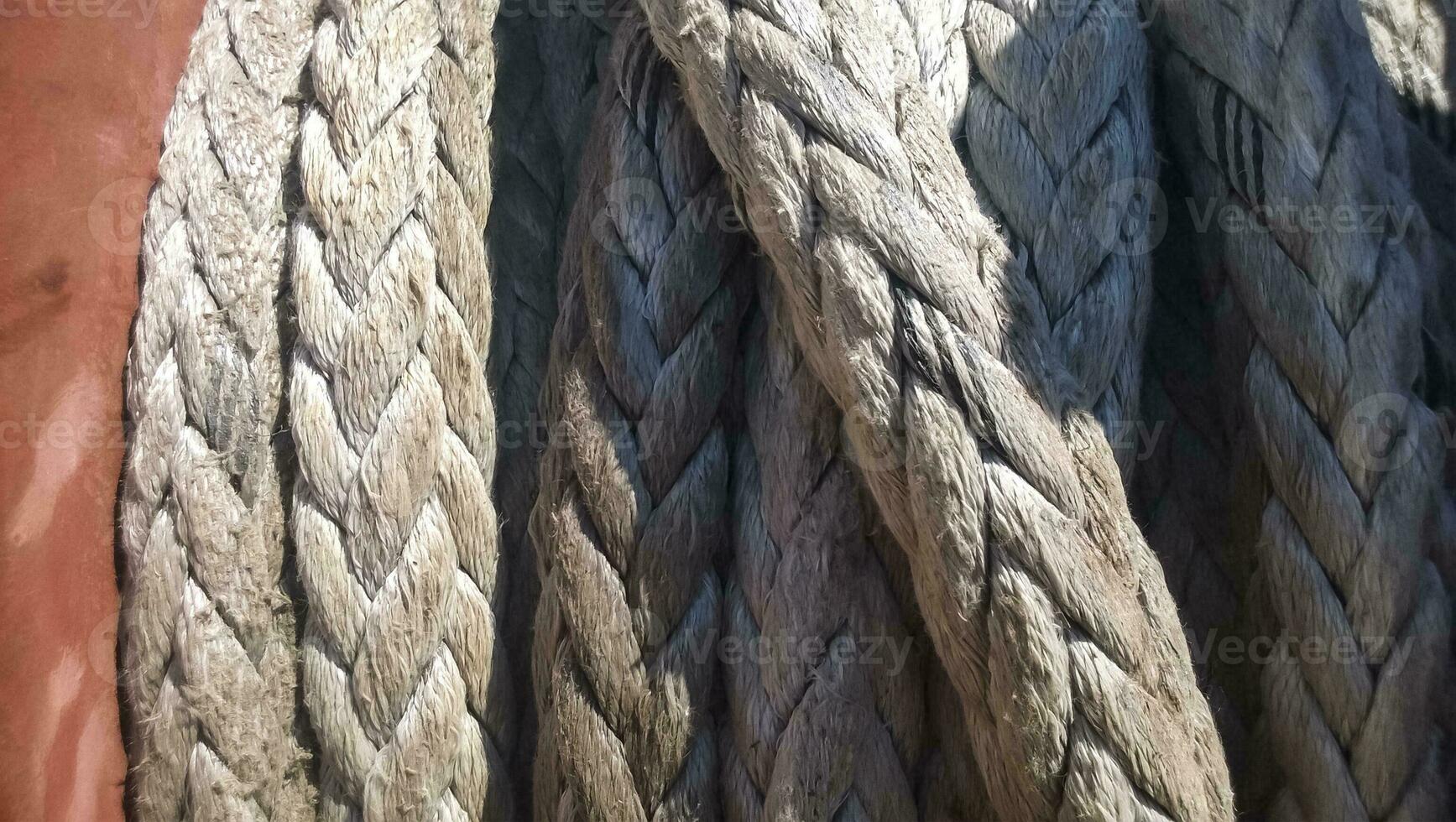 Port rope. Mooring rope. Rope for fastening ships and cargo photo