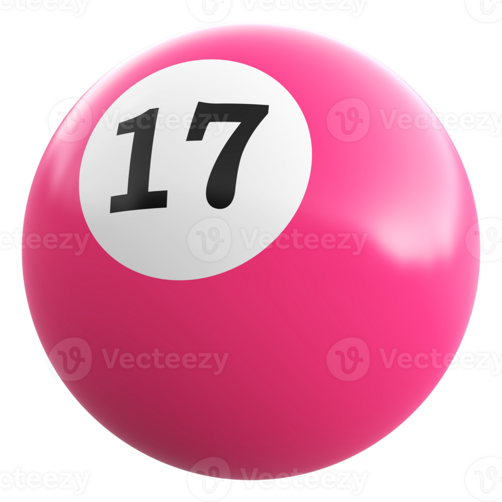 17 number 3d ball pink png