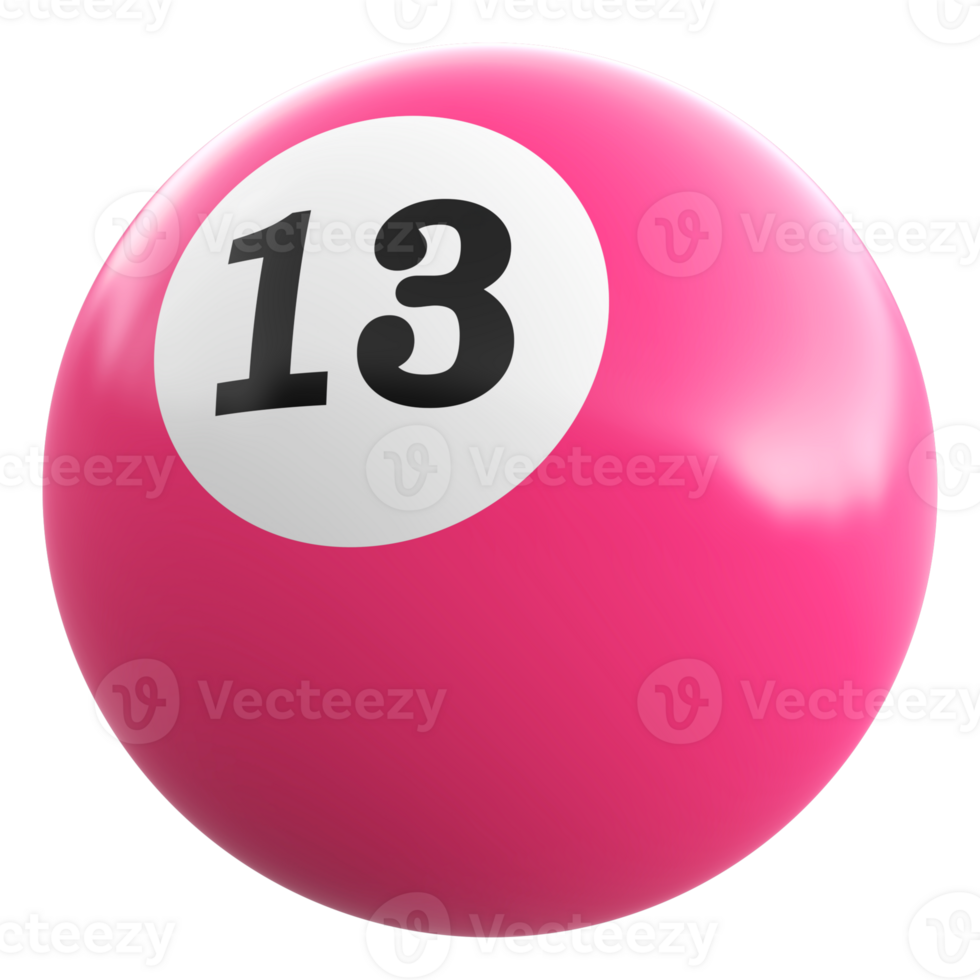 13 number 3d ball pink png