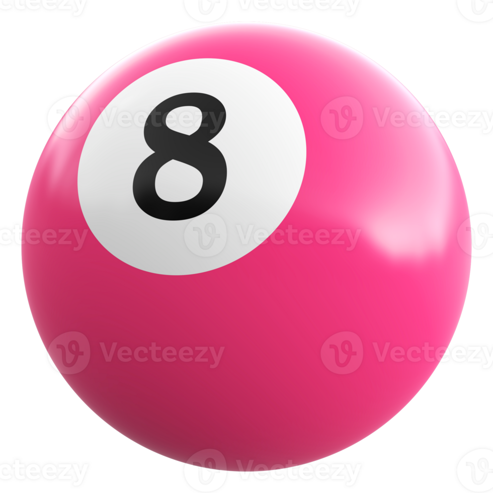8 number 3d ball pink png