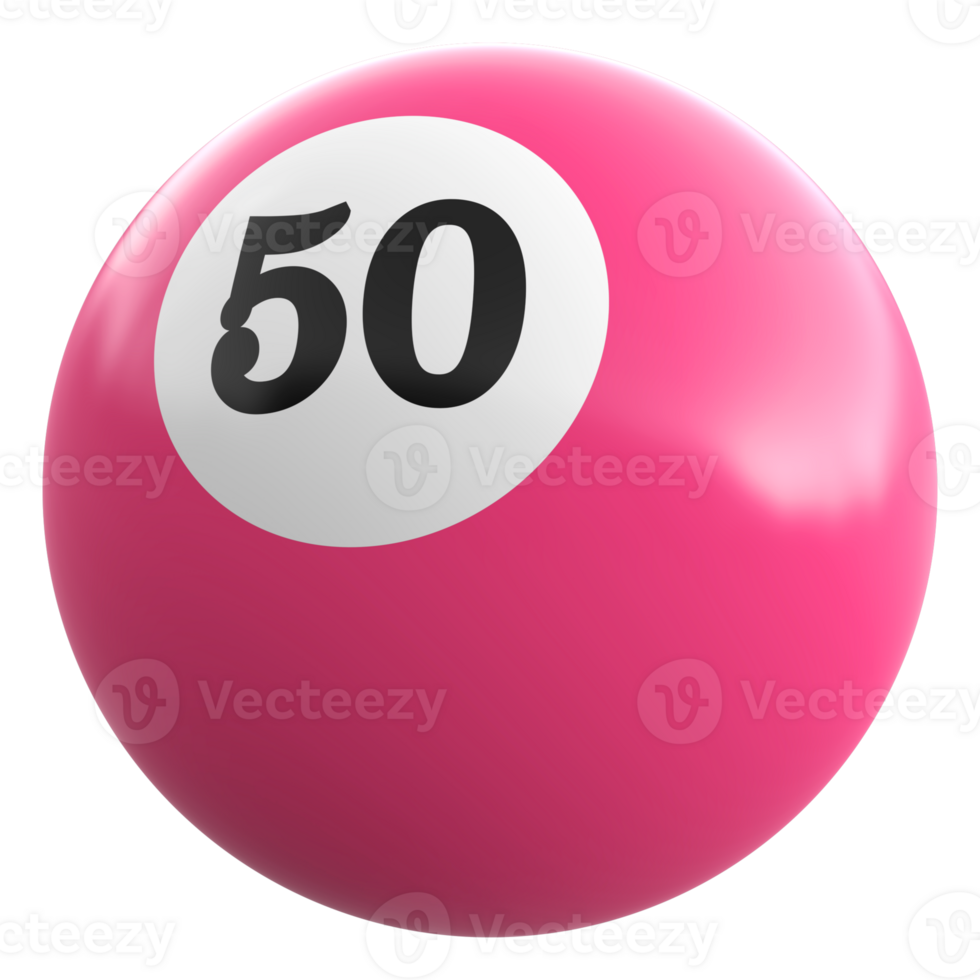 50 number 3d ball pink png