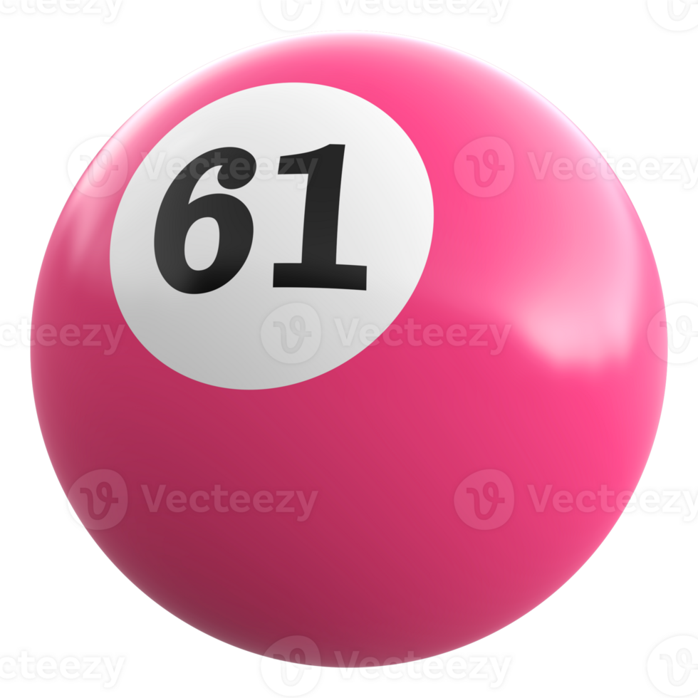 61 número 3d pelota rosado png