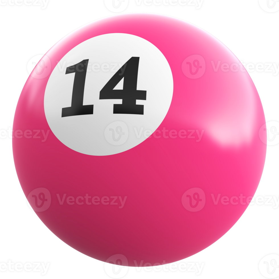 14 number 3d ball pink png