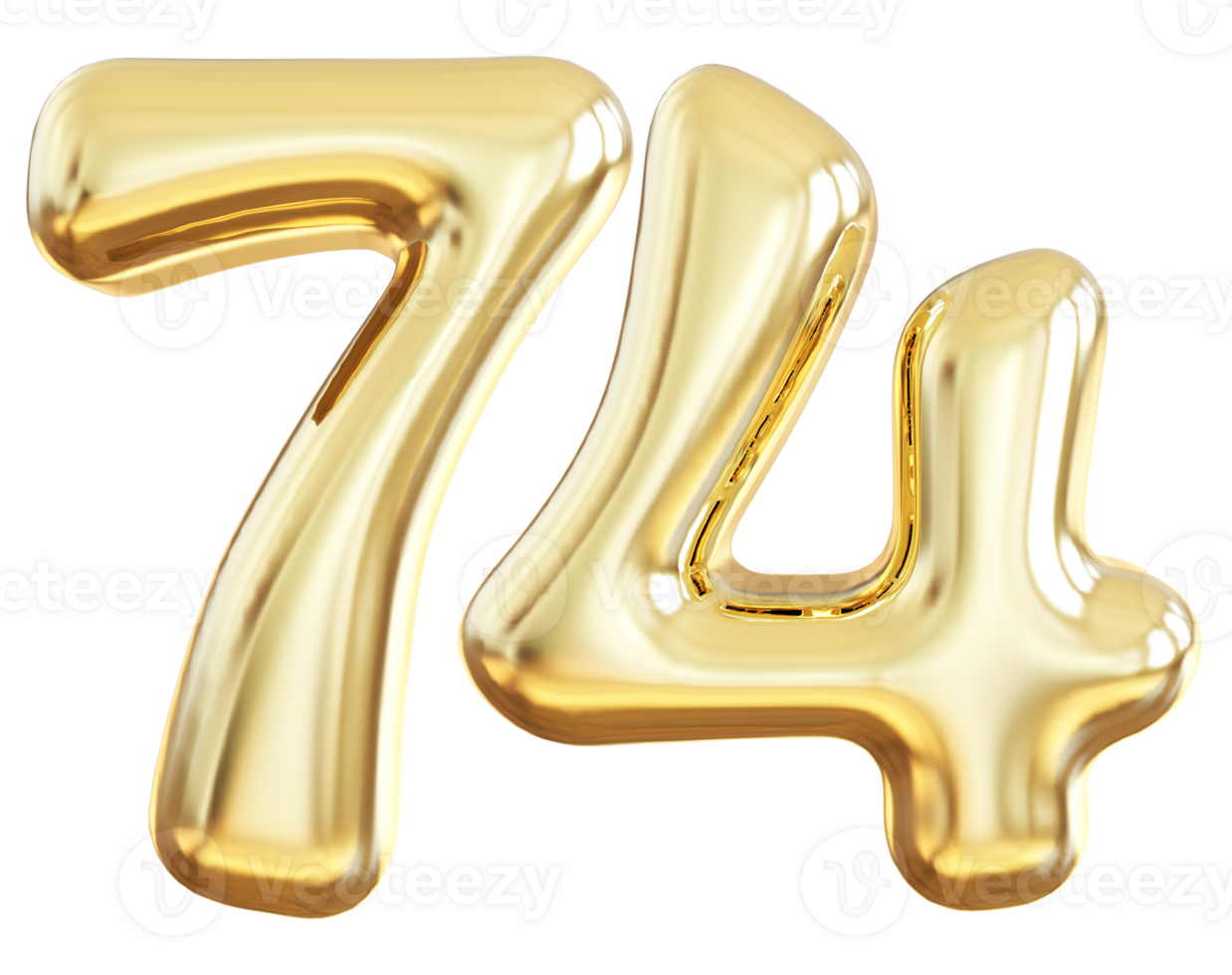 Gold 3d number 74 png