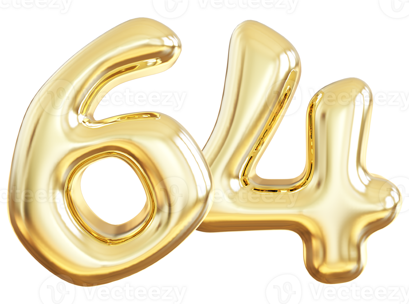 Gold 3d number 64 png