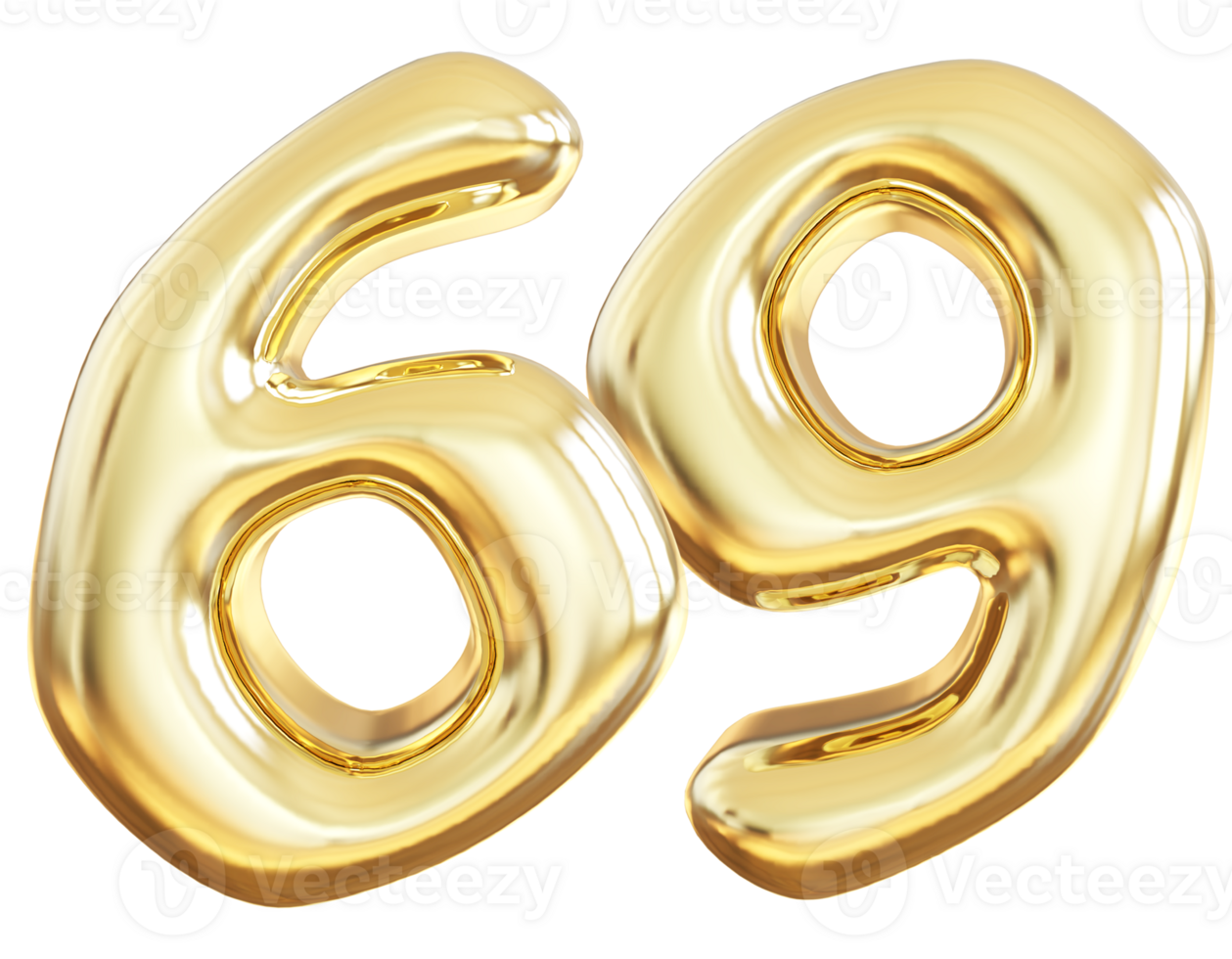 Gold 3d number 69 png