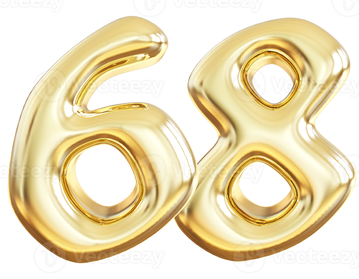 Gold 3d number 68 png