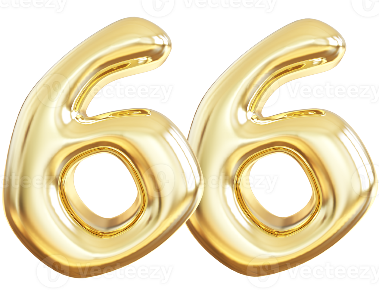 Gold 3d number 66 png
