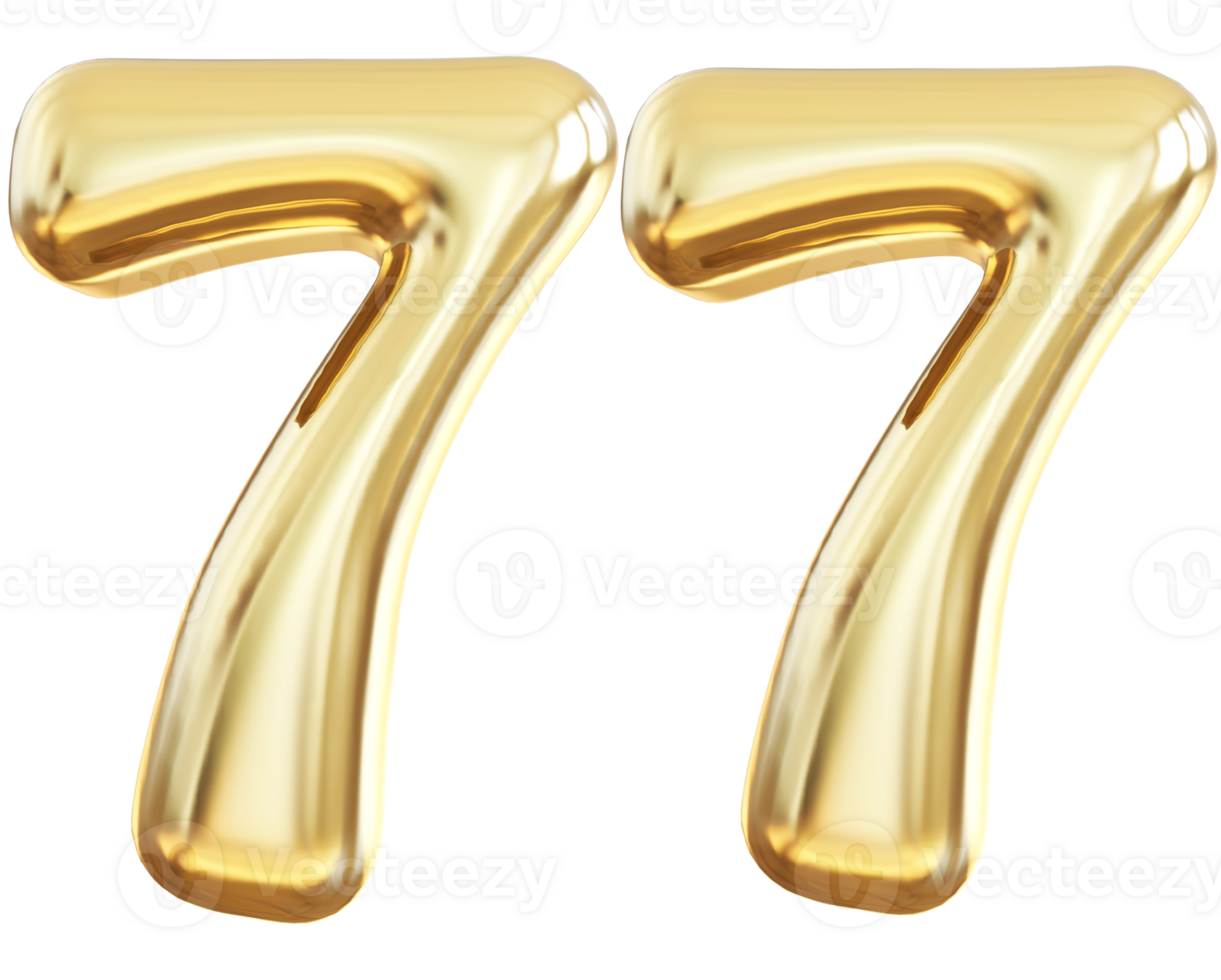 Gold 3d number 77 png