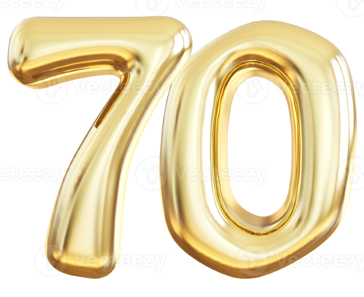 Gold 3d number 70 png